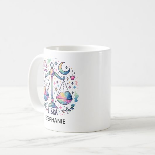 Personalized Colorful Libra Zodiac Astrology Kaffeetasse (Vorderseite Links)