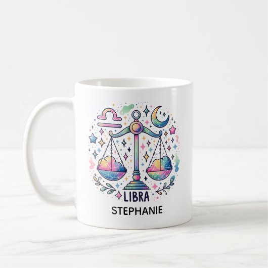 Personalized Colorful Libra Zodiac Astrology Kaffeetasse (Links)