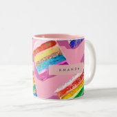 Personalized Colorful Rainbow Cake Slice Zweifarbige Tasse (VorderseiteRechts)