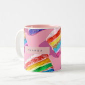 Personalized Colorful Rainbow Cake Slice Zweifarbige Tasse (Vorderseite Links)