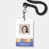 Personalized Colorful School Teacher Bar Code ID Ausweis (Vorderseite mit Lanyard)