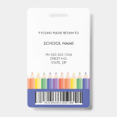 Personalized Colorful School Teacher Bar Code ID Ausweis (Rückseite)