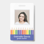 Personalized Colorful School Teacher Bar Code ID Ausweis (Vorderseite)