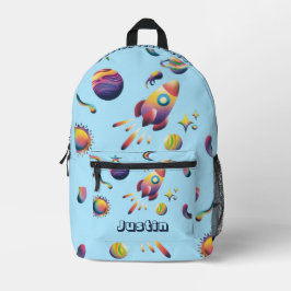Personalized Colorful Space Planets Back to School Bedruckter Rucksack