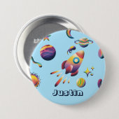 Personalized Colorful Space Planets Back to School Button (Vorne & Hinten)
