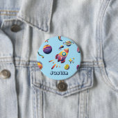 Personalized Colorful Space Planets Back to School Button (Beispiel)