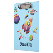 Personalized Colorful Space Planets Back to School Klemmbrett (Links)