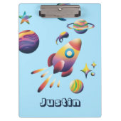 Personalized Colorful Space Planets Back to School Klemmbrett (Vorderseite)