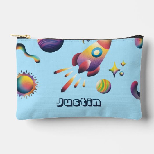 Personalized Colorful Space Planets Back to School Zubehörtasche (Vorderseite)