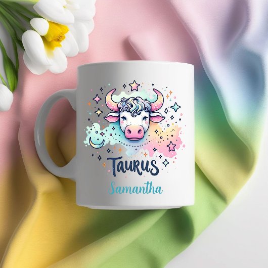 Personalized Colorful Taurus Bull Zodac Astrology Kaffeetasse