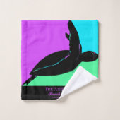 Personalized Colorful Tropical Sea Turtle Family Badhandtuch Set (Waschlappen)