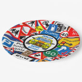 Personalized Colourful Road Signs, Birthday Party Pappteller (Schrägansicht)