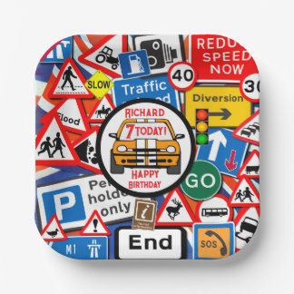 Personalized Colourful Road Signs, Birthday Party Pappteller