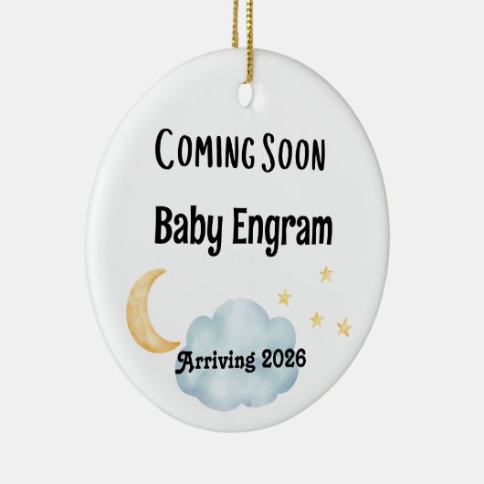 Personalized Coming Soon Baby Arrival Keramik Ornament (Rechts)