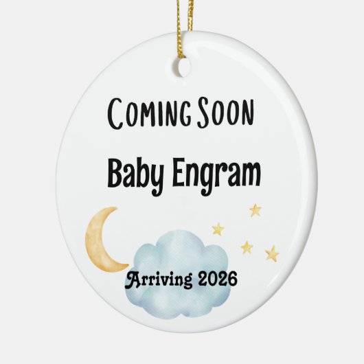 Personalized Coming Soon Baby Arrival Keramik Ornament (Links)