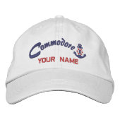 Personalized Commodore Lifesaver Anchor Your Name Bestickte Baseballkappe (Vorderseite)