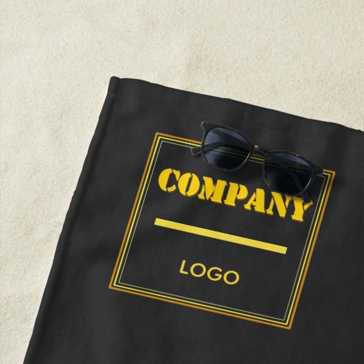 Personalized Company Black Modern Custom Business Strandtuch (Beispiel)
