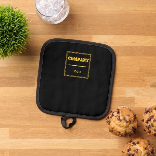 Personalized Company Black Modern Custom Business Topflappen (Oben Unten)