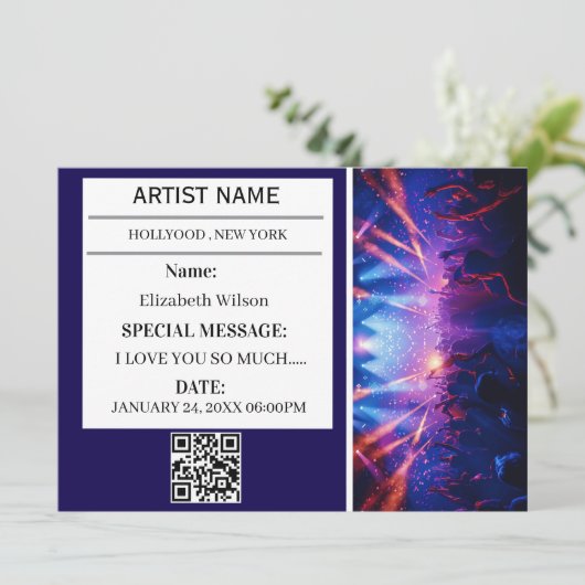  Personalized Concert Ticket Gift Event Ticket Einladung (Stehend Vorderseite)