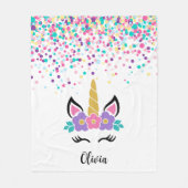 Personalized Confetti Unicorn Blanket – Polka Dot Fleecedecke (Vorderseite)