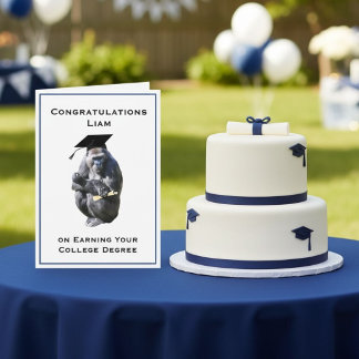 Personalized Congratulations Degree Funny Gorilla Karte