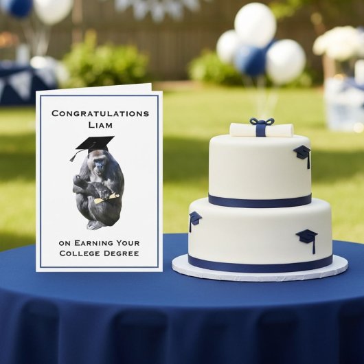 Personalized Congratulations Degree Funny Gorilla Karte