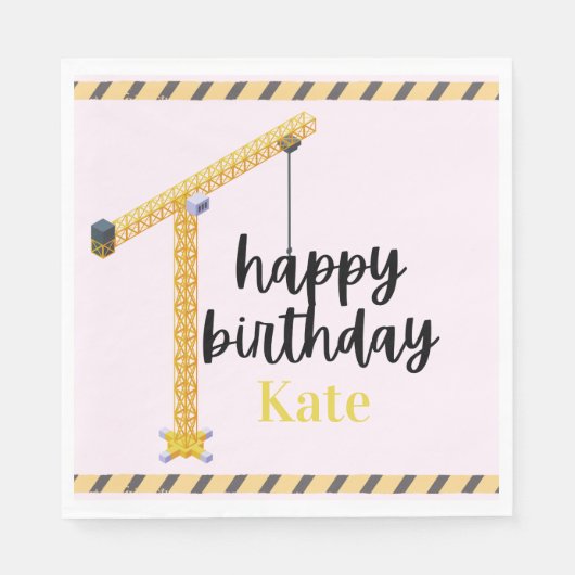Personalized Construction Birthday Napkins Serviette (Vorderseite)