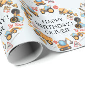 Personalized Construction Theme Birthday Party  Geschenkpapier (Rolleneckpunkt)