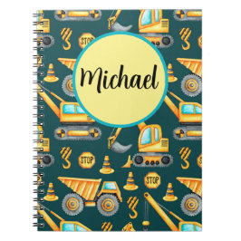 Personalized Construction Trucks Spiral Notebook Notizblock