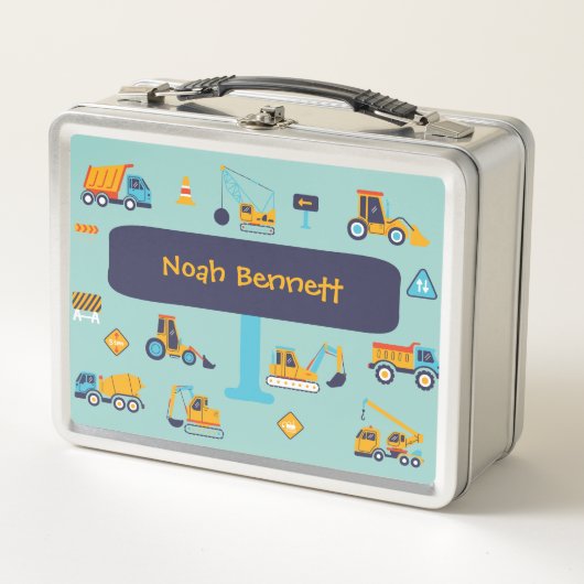 Personalized Construction Vehicle Metall Brotdose (Vorderseite)