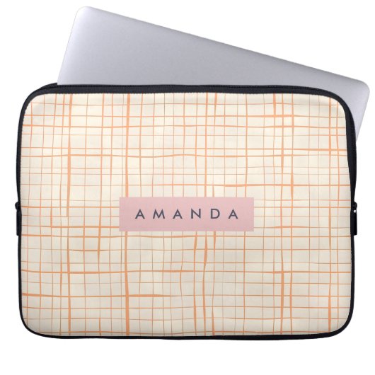 Personalized Contemporary Peach Line Art Laptopschutzhülle (Vorderseite)