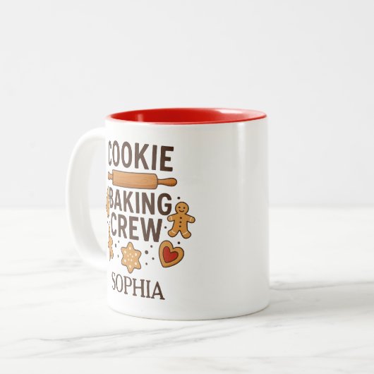 Personalized Cookie Baking Crew – Custom Name Zweifarbige Tasse (Vorderseite Links)