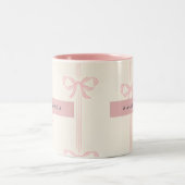 Personalized Coquette Blush Pink Bow Ribbon  Zweifarbige Tasse (Mittel)