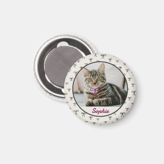 Personalized Coquette Bow Pet Photo Magnet (Vorderseite/Rückseite)
