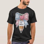 Personalized Coquette Bow Teacher Back To School T-Shirt (Vorderseite)