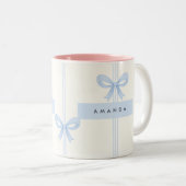 Personalized Coquette Pastel Soft Blue Ribbon Bow Zweifarbige Tasse (VorderseiteRechts)