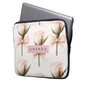 Personalized Coquette Pattern Blush Rose & Bow  Laptopschutzhülle (Vorderseite Links)