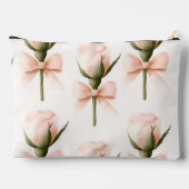 Personalized Coquette Pattern Blush Rose & Bow  Zubehörtasche (Rückseite)