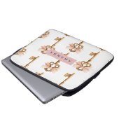Personalized Coquette Pattern Gold Key & Pink Bow Laptopschutzhülle (Vorne Knopf)