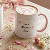 Personalized Coquette Pink Bow Coffee Mug Tasse
