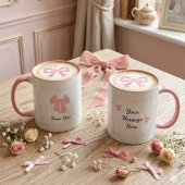 Personalized Coquette Pink Bow Coffee Mug Tasse