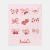 Personalized Coquette Strawberry & Bow Fleece Bla (Vorderseite)