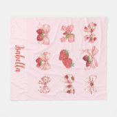 Personalized Coquette Strawberry & Bow Fleece Bla (Vorderseite (Horizontal))