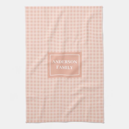 Personalized Coral Plaid Towel Chic Kitchen Style Geschirrtuch (Vertikal)