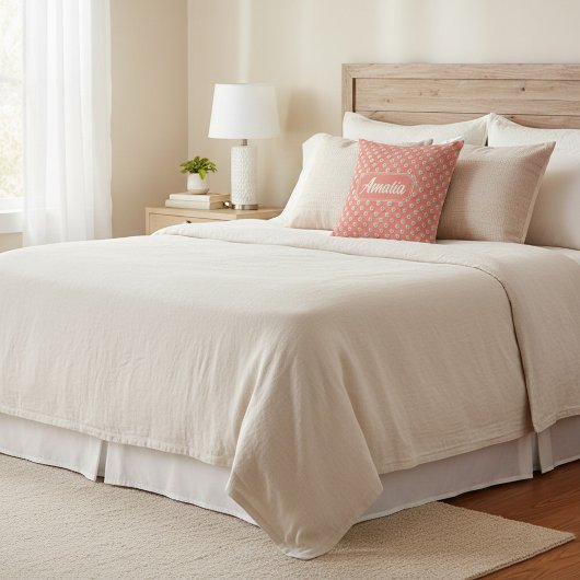 Personalized Coral Polka Dot Throw Pillow  Kissen