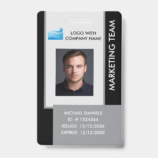 Personalized Corporate Employee ID Badge black Ausweis (Vorderseite)