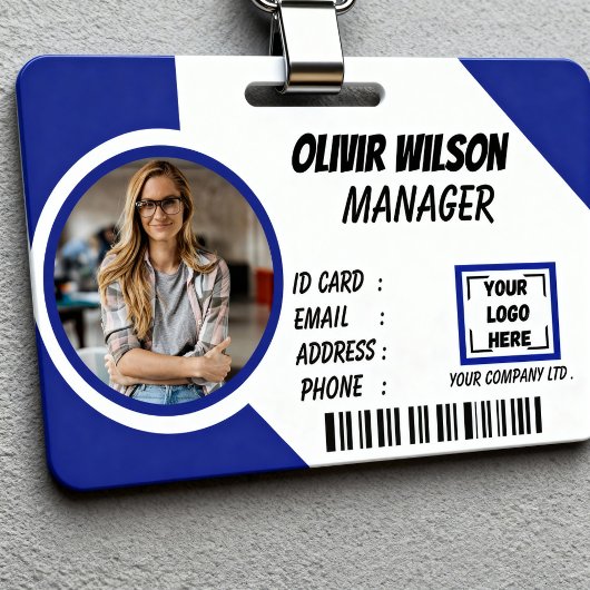 Personalized Corporate Employee ID Badge Blue Ausweis