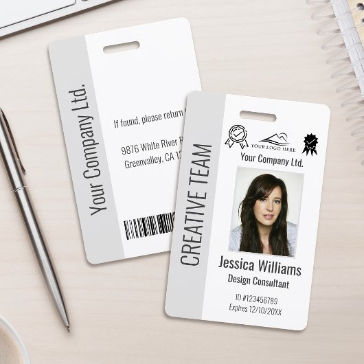 Personalized Corporate Employee ID Badge Gray Ausweis