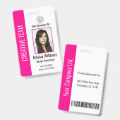 Personalized Corporate Employee ID Badge Hot Pink Ausweis (Vorder- & Rückseite)