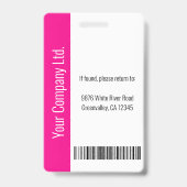 Personalized Corporate Employee ID Badge Hot Pink Ausweis (Rückseite)